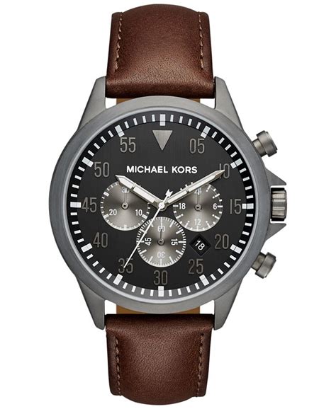 michael kors mk8536|Men's Chronograph Gage Chocolate Leather Strap Watch 45mm .